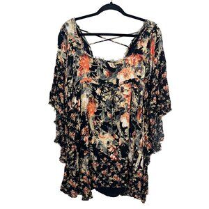Free People Heart of Gold Floral Mini Dress Moonlight Garden Boho Indie SMALL